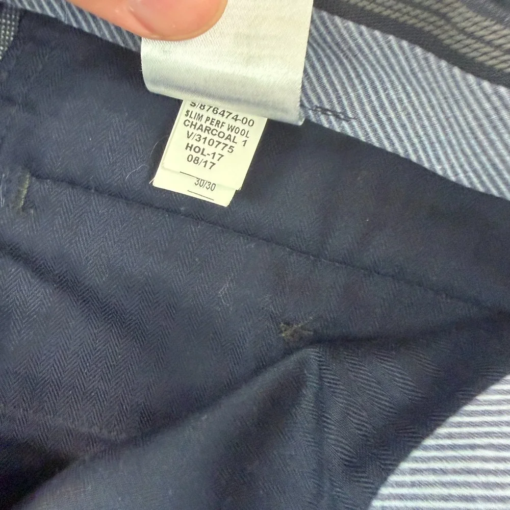 Banana Republic Slim Fit Dress‎ Pants Men 30x30 Grey Stretch Wool Windopane